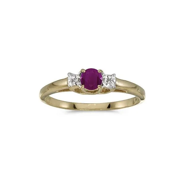 Two Row Diamond and Ruby Wedding Anniversary Ring in 14k Gold