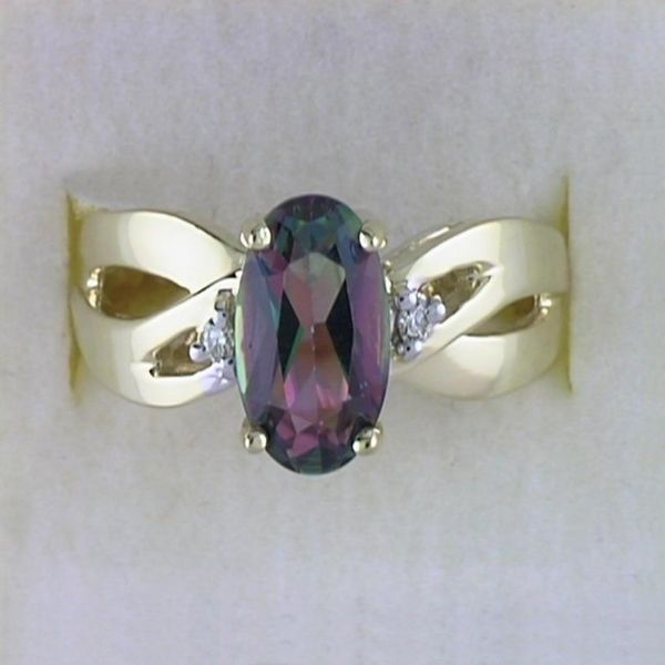 14k Yellow Gold Semiprecious Oval and Diamond Ring Priddy Jewelers Elizabethtown, KY