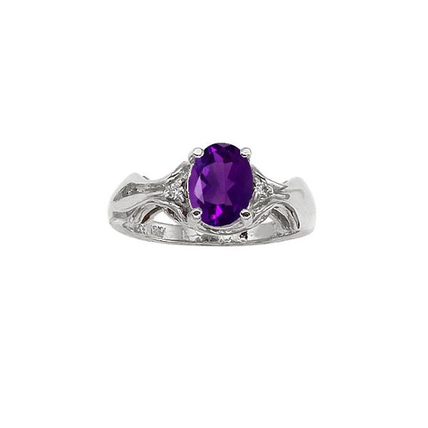 14K White Gold 8x6 Oval Amethyst and Diamond Ring Priddy Jewelers Elizabethtown, KY