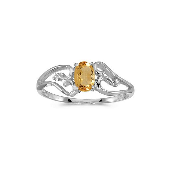 Vintage 14k Yellow Gold Oval Citrine + Diamond Anniversary / Cocktail Ring  - A&V Pawn