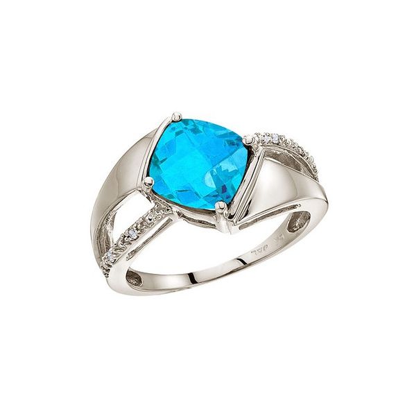 14K White Gold Blue Topaz and Diamond Ring Jimmy Smith Jewelers Decatur, AL