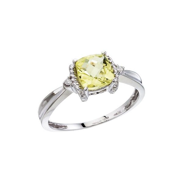 14K White Gold Lemon Quartz and Diamond Ring Lewis Jewelers, Inc. Ansonia, CT