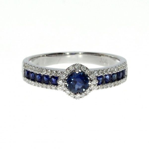 14K White Gold Round Sapphire and Diamonds Precious Band Ring LeeBrant Jewelry & Watch Co Sandy Springs, GA