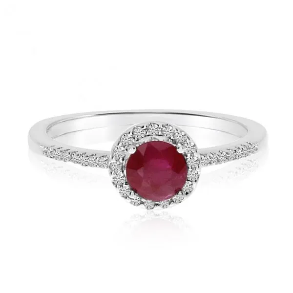 Round ruby and diamond ring Clearance