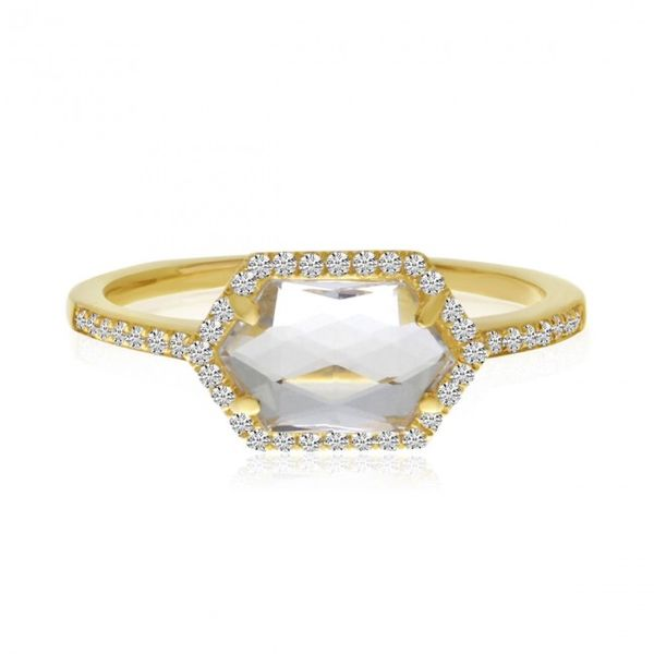 Colorless topaz diamond ring