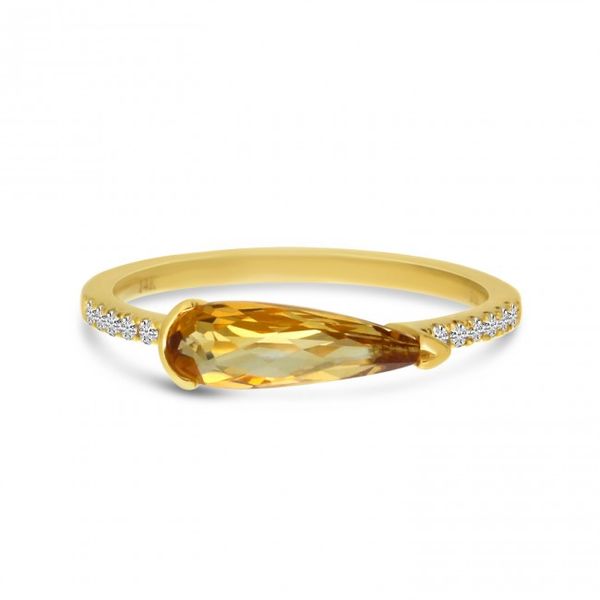 14K Yellow Gold Pear Citrine and Diamond East West Semi Precious Ring Moseley Diamond Showcase Inc Columbia, SC