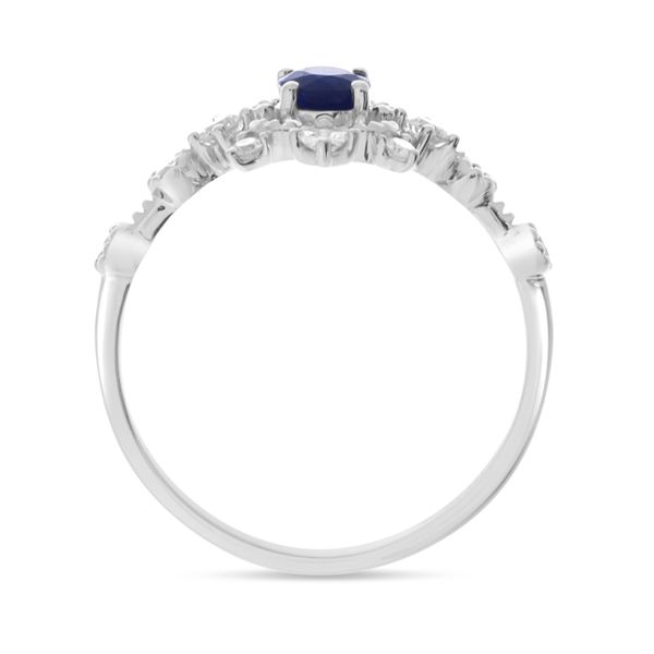 14K White Gold Oval Sapphire and Diamond Burst Ring Image 2 Priddy Jewelers Elizabethtown, KY