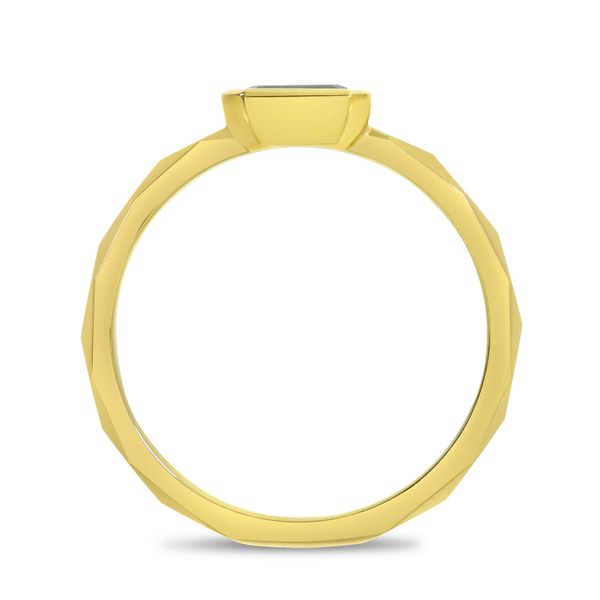 14K Yellow Gold Octagon Blue Topaz East West Semi Precious Ring Image 4 Karen's Jewelers Oak Ridge, TN