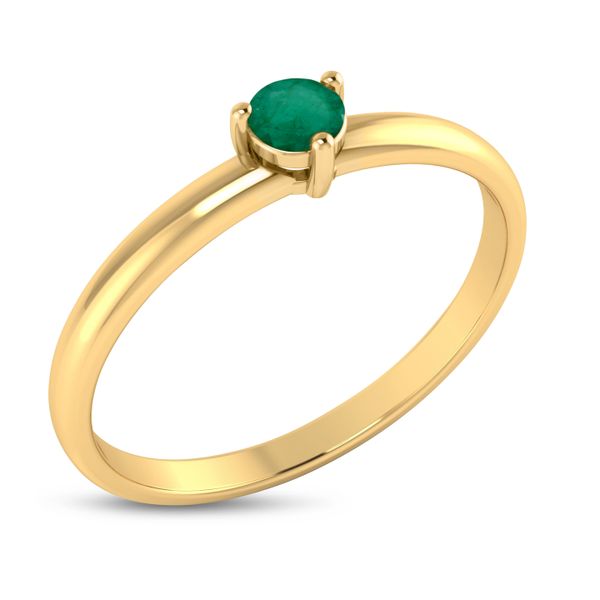 10K Yellow Gold 3mm Round Emerald Birthstone Ring Image 2 Glatz Jewelry Aliquippa, PA