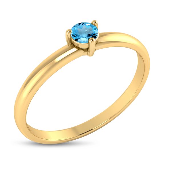 10K Yellow Gold 3mm Round Blue Topaz Birthstone Ring Image 2 Moseley Diamond Showcase Inc Columbia, SC