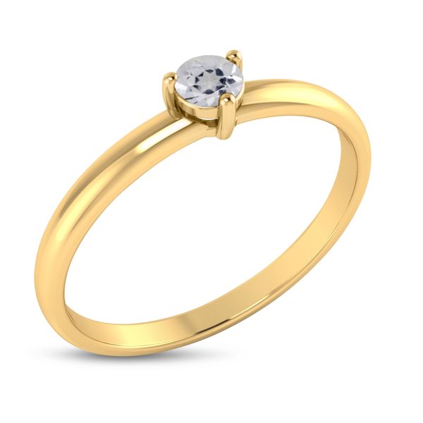 14K Yellow Gold 3mm Round White Topaz Birthstone Ring Image 2 Rick's Jewelers California, MD