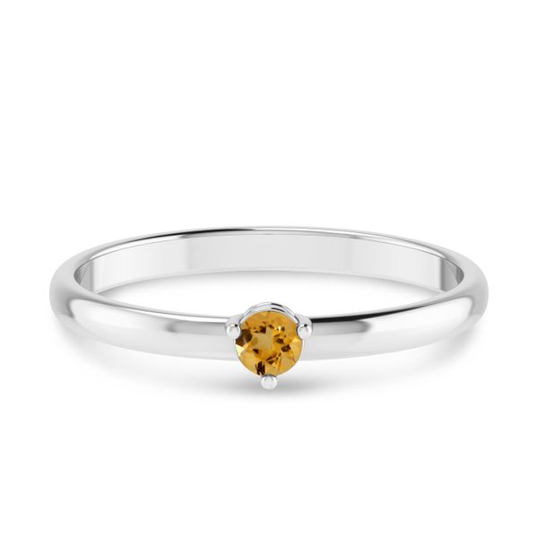 14K White Gold 3mm Round Citrine Birthstone Ring Priddy Jewelers Elizabethtown, KY