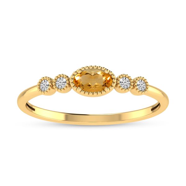 10K Yellow Gold Oval Citrine and Diamond Stackable Ring Rick's Jewelers California, MD
