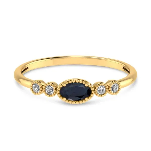 14K Yellow Gold Oval Sapphire and Diamond Stackable Ring Moseley