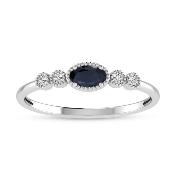 14K White Gold Oval Sapphire and Diamond Stackable Ring Rick's Jewelers California, MD