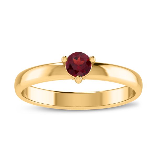 10K Yellow Gold 4mm Round Garnet Birthstone Ring Priddy Jewelers Elizabethtown, KY