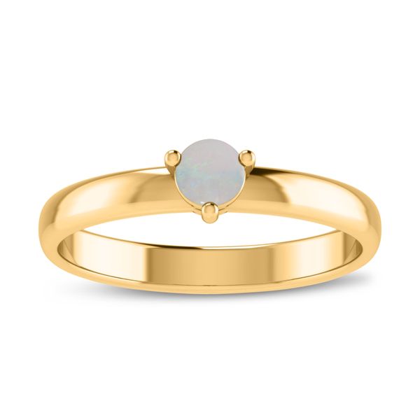 10K Yellow Gold 4mm Round Opal Birthstone Ring Rick's Jewelers California, MD