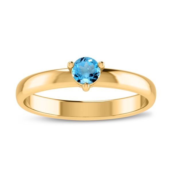 10K Yellow Gold 4mm Round Blue Topaz Birthstone Ring LeeBrant Jewelry & Watch Co Sandy Springs, GA