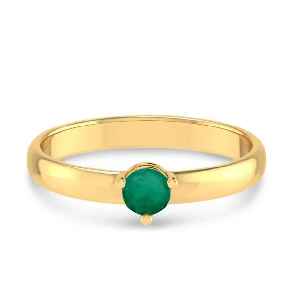 14K Yellow Gold 4mm Round Emerald Birthstone Ring Jones Jeweler Celina, OH