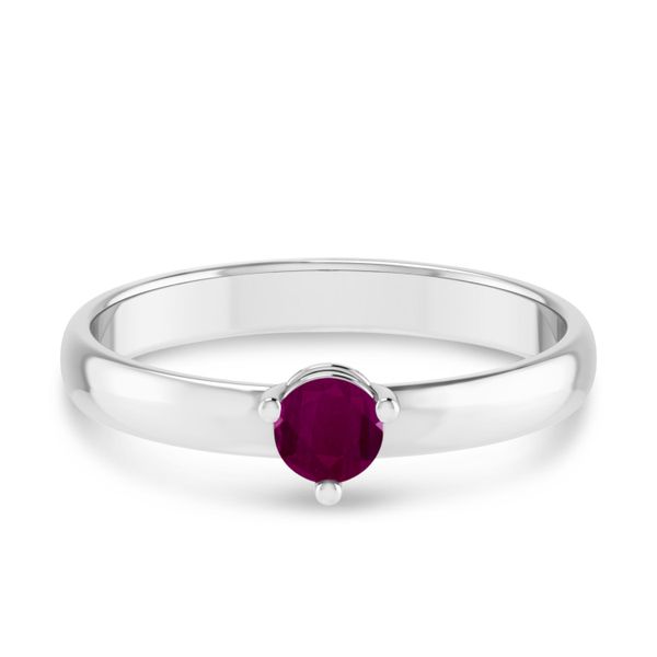 14K White Gold 4mm Round Ruby Birthstone Ring Image 4 LeeBrant Jewelry & Watch Co Sandy Springs, GA