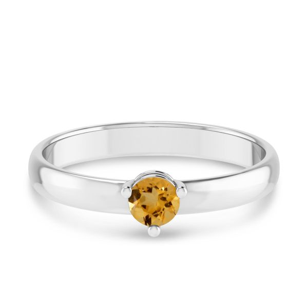14K White Gold 4mm Round Citrine Birthstone Ring Image 4 Glatz Jewelry Aliquippa, PA