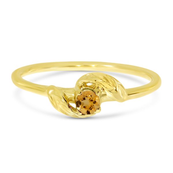 14K Yellow Gold 3mm Round Citrine Birthstone Leaf Ring Lewis Jewelers, Inc. Ansonia, CT