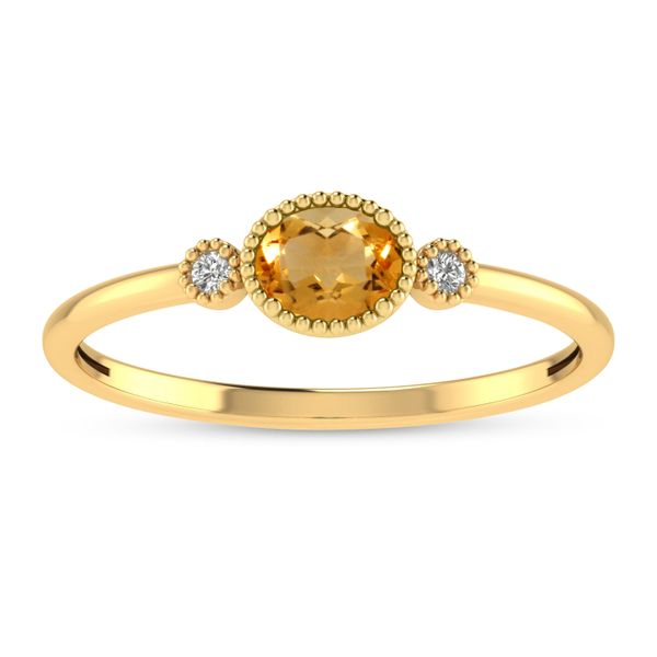 14K Yellow Gold Oval Citrine Millgrain Birthstone Ring Lewis Jewelers, Inc. Ansonia, CT