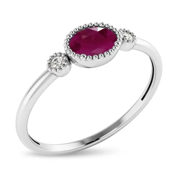 Daniel Creations Jewelry 14K White Gold Diamond and Pink Sapphire Ring