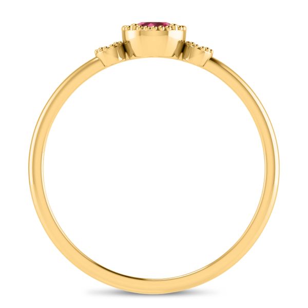 14K Yellow Gold 4mm Round Pink Tourmaline Millgrain Birthstone Ring Image 3 Glatz Jewelry Aliquippa, PA