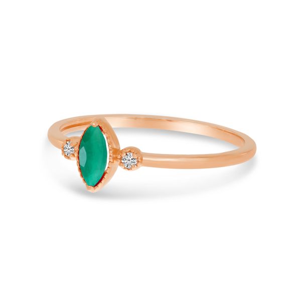 10K Rose Gold Marquis Emerald Birthstone Ring Image 2 Rick's Jewelers California, MD