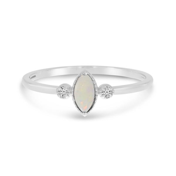 14K White Gold Marquis Opal Birthstone Ring Rick's Jewelers California, MD