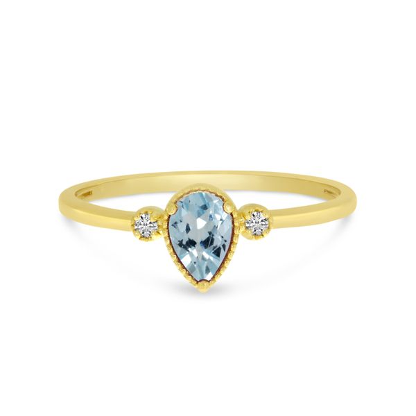 10K Yellow Gold Pear Aquamarine Birthstone Ring Lewis Jewelers, Inc. Ansonia, CT