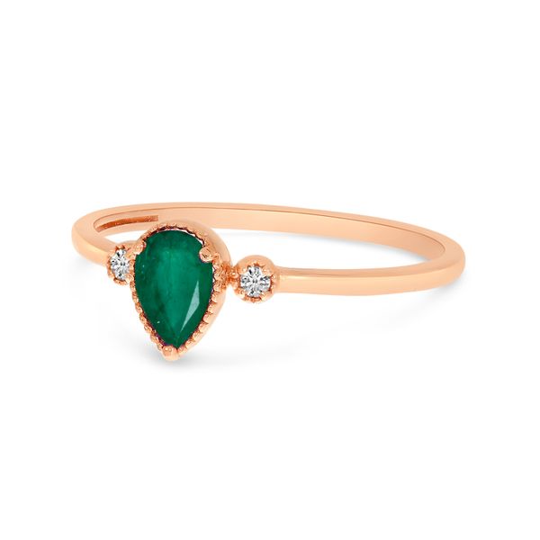 10K Rose Gold Pear Emerald Birthstone Ring Image 2 The Jewelry Source El Segundo, CA