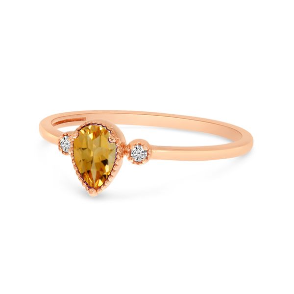 10K Rose Gold Pear Citrine Birthstone Ring Image 2 The Jewelry Source El Segundo, CA