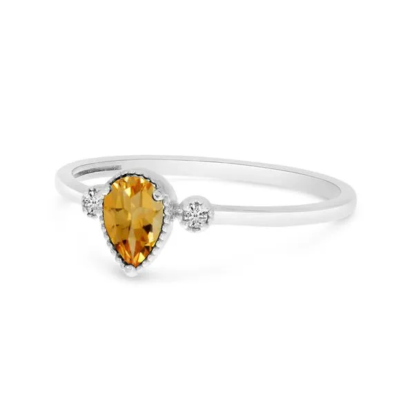 10K White Gold Pear Citrine Birthstone Ring RM4343W-11 | Priddy