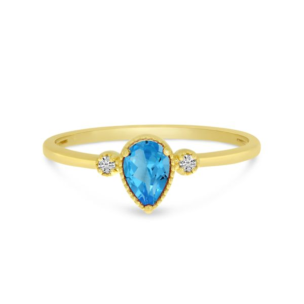 14K Yellow Gold Pear Blue Topaz Birthstone Ring RM4343X-12