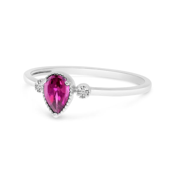 14K White Gold Pear Pink Tourmaline Birthstone Ring Image 2 Glatz Jewelry Aliquippa, PA