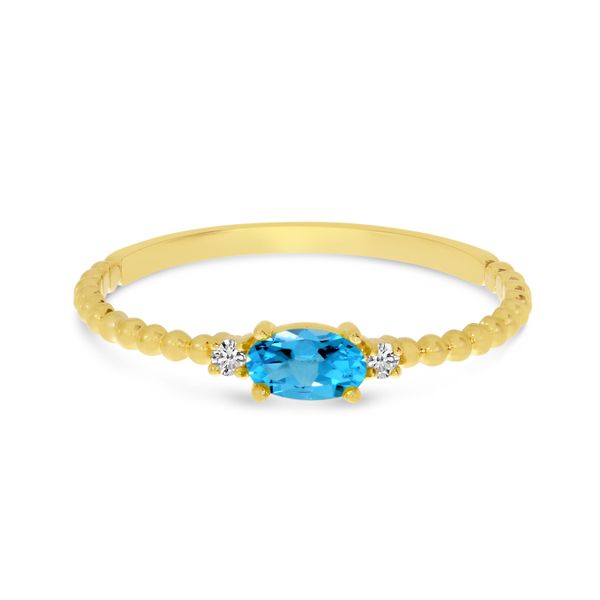 10K Yellow Gold East To West Oval Blue Topaz Birthstone Ring The Jewelry Source El Segundo, CA