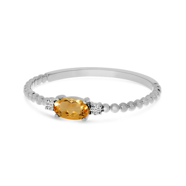 10K White Gold East To West Oval Citrine Birthstone Ring Image 2 The Jewelry Source El Segundo, CA