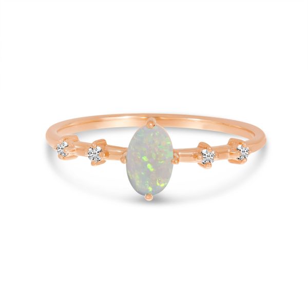 10K Rose Gold Oval Opal Birthstone Ring The Jewelry Source El Segundo, CA