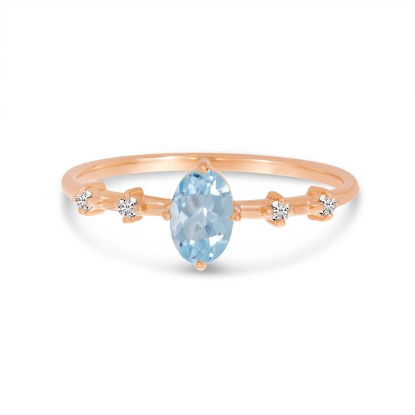 14K Rose Gold Oval Aquamarine Birthstone Ring The Jewelry Source El Segundo, CA