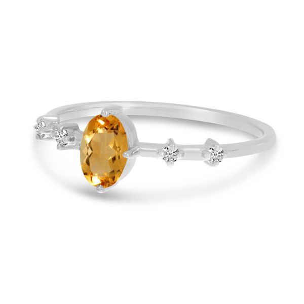 14K White Gold Oval Citrine Birthstone Ring Image 2 Lewis Jewelers, Inc. Ansonia, CT