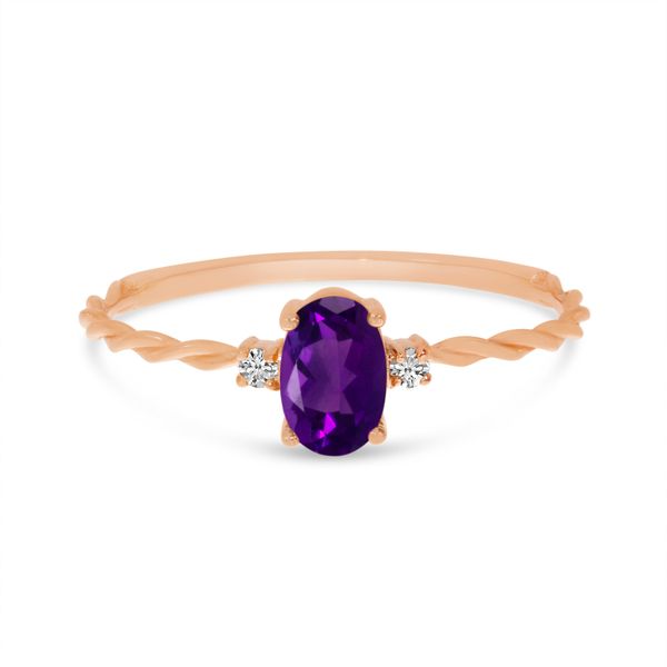 14K Rose Gold Oval Amethyst Birthstone Twisted Band Ring The Jewelry Source El Segundo, CA
