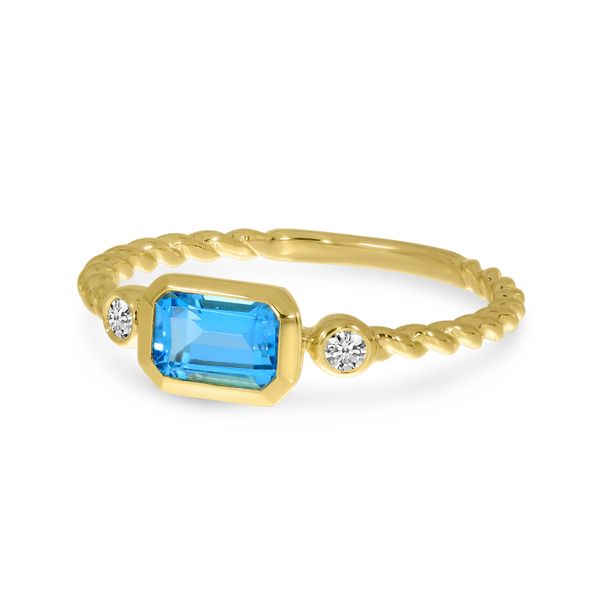 14K Yellow Gold Blue Topaz Semi Octagon Twist Band Ring Image 2 Glatz Jewelry Aliquippa, PA
