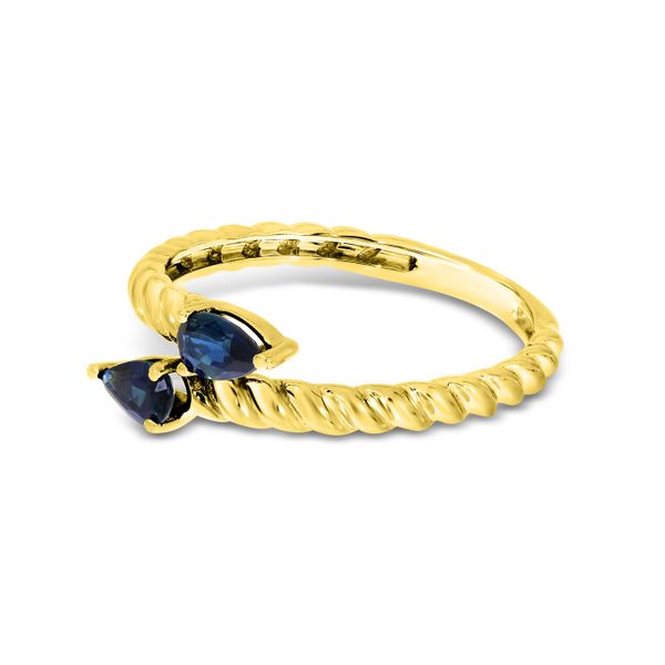 14K Yellow Gold Pear Sapphire Duo Twist Band Ring Image 2 The Jewelry Source El Segundo, CA