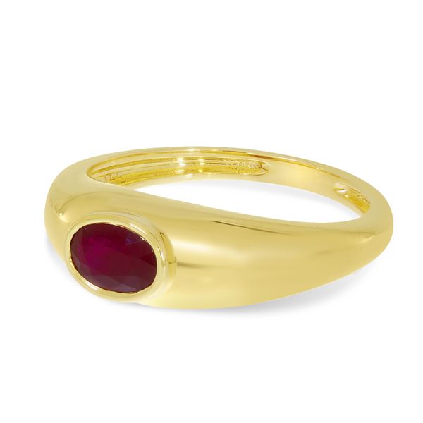 14K Yellow Gold Oval Ruby Wide Band Ring Image 2 Lewis Jewelers, Inc. Ansonia, CT