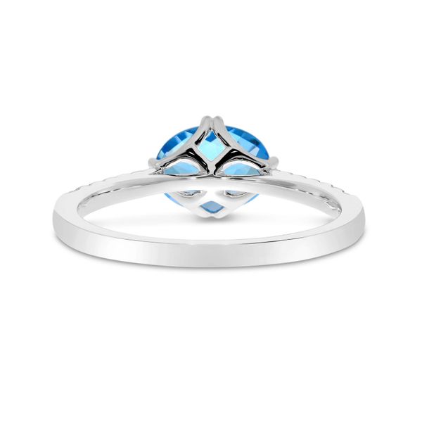 14K White Gold Oval Blue Topaz and Diamond Semi Precious Ring Image 3 Priddy Jewelers Elizabethtown, KY
