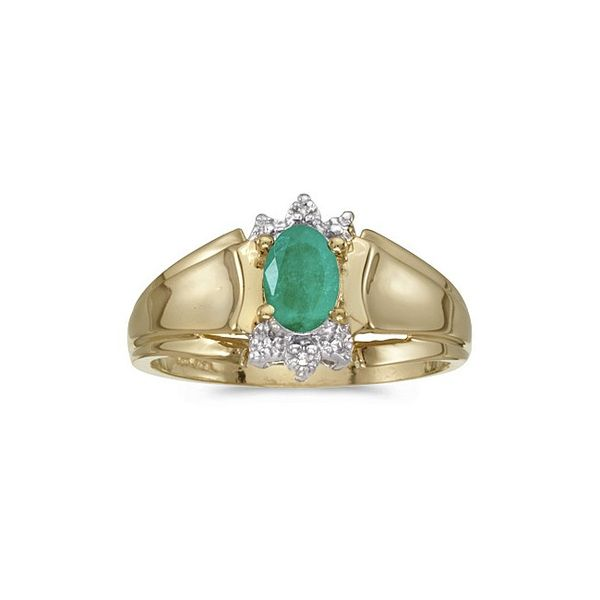 Natural Emerald Ring 1/5 ct tw Diamonds 10K Yellow Gold 3mm x 4mm | Jared