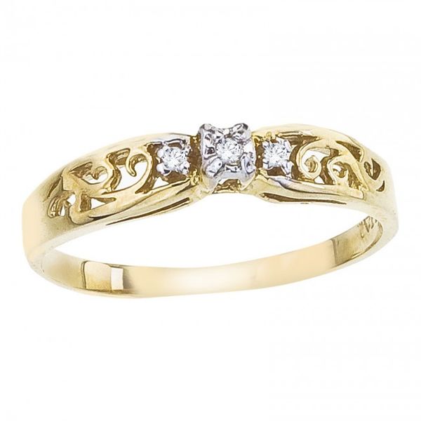 10K Yellow Gold and Diamond Filigree Promise Ring Karen's Jewelers Oak Ridge, TN