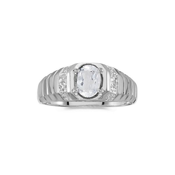 10k White Gold Oval White Topaz And Diamond Ring Glatz Jewelry Aliquippa, PA